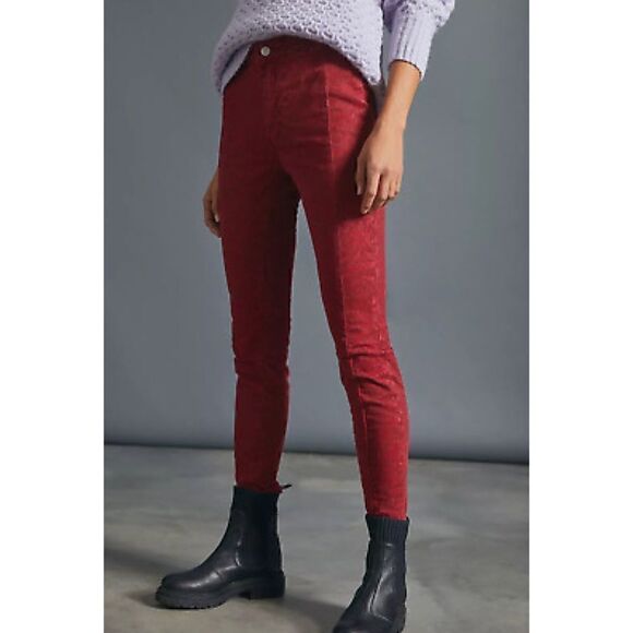 NWT ANTHROPOLOGIE Pilcro & The Letterpress High Rise Denim Flocked Leggings - Picture 3 of 16